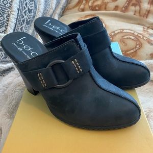 BOC Jalisa black leather mules with heal size 7